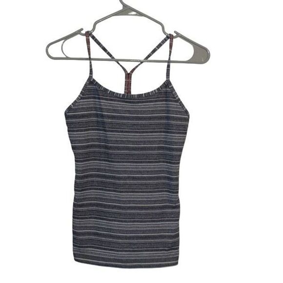 Lululemon Womens Striped Power Y Racerback Athletic Yoga Tank Top Gray Size 6 - Picture 1 of 7